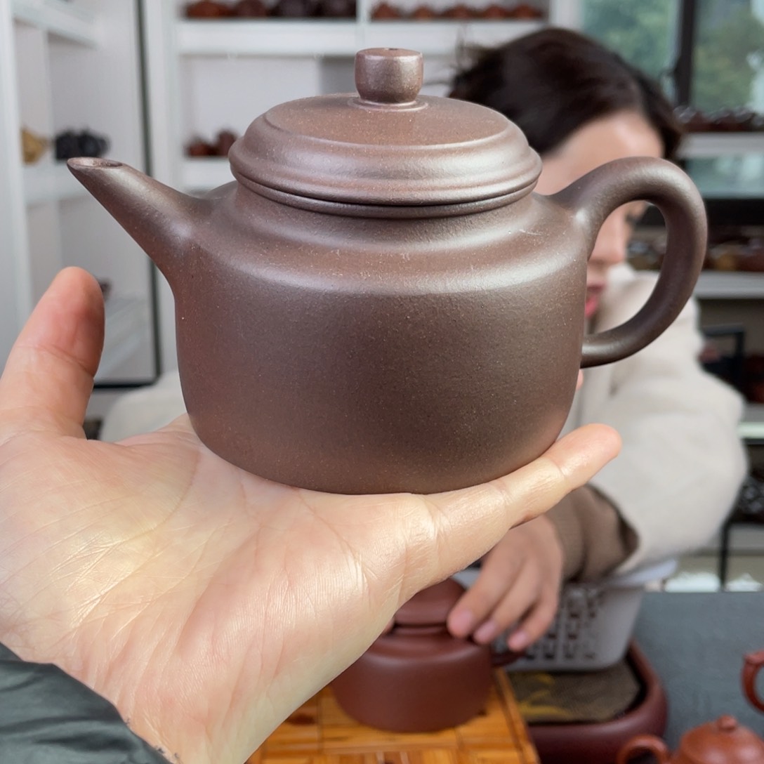 紫砂茶壶紫泥剑流得钟280cc