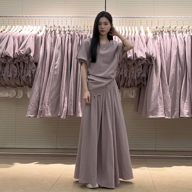 2868绝美套装穿搭法式紫色连衣裙子女装2025新款爆款独特漂亮长裙