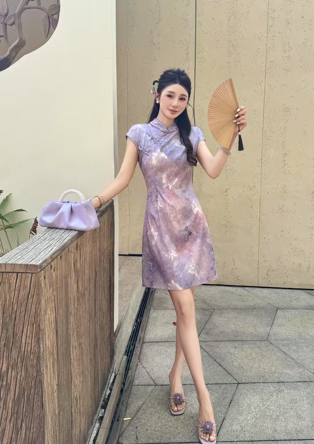 冰糖露露子2025夏季新款新中式国风改良年轻款少女旗袍印花连衣裙