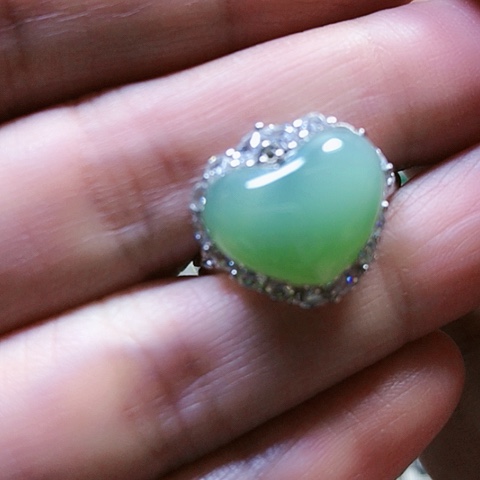 和田玉戒指银S925镶嵌