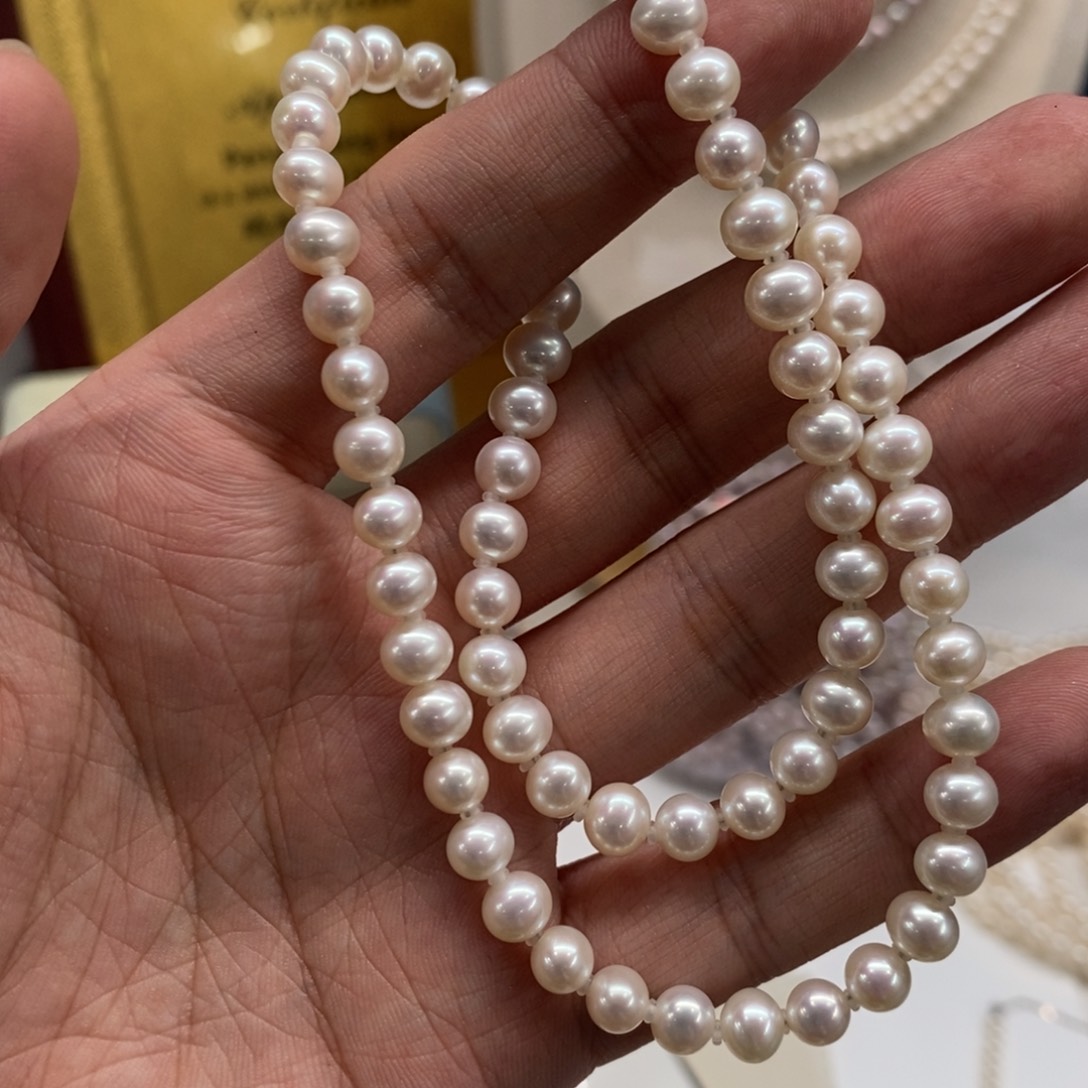 淡水珍珠银S925镶嵌颈饰5.5-6.5