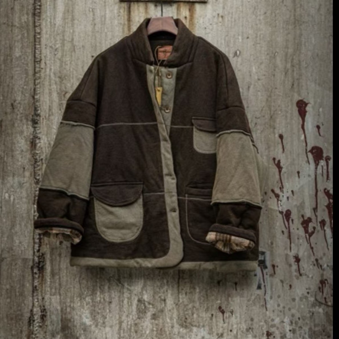 疯子张冬季宽松休闲拼接软糯舒适加棉短款女士外套棉服棉衣