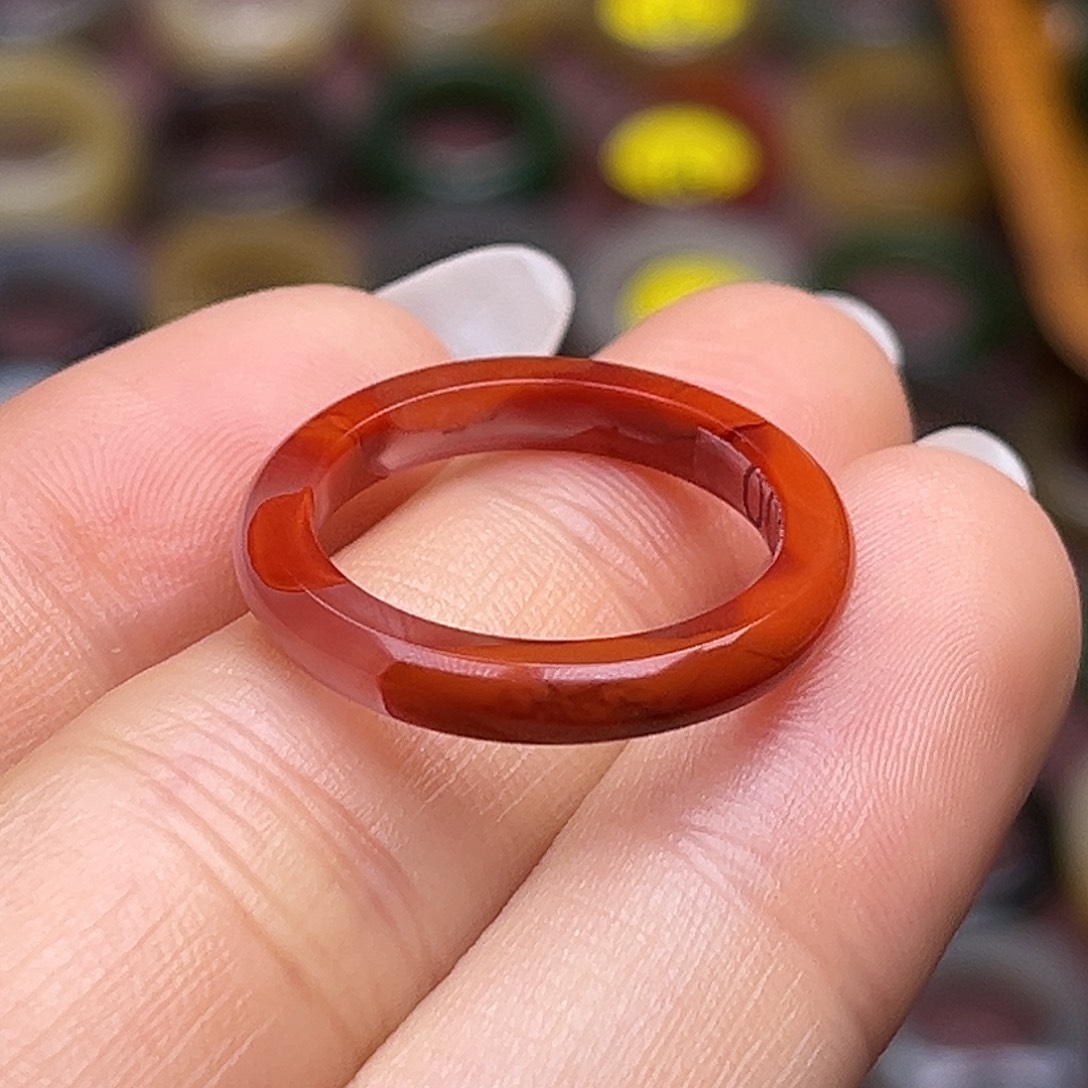 南红玛瑙未镶嵌戒指17.8冰飘南红