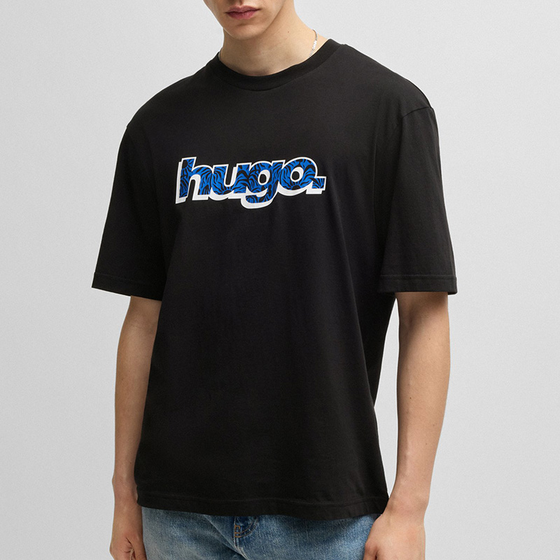 HUGO BOSS雨果博斯男士夏季新款圆领短袖T恤时尚休闲宽松字母半袖