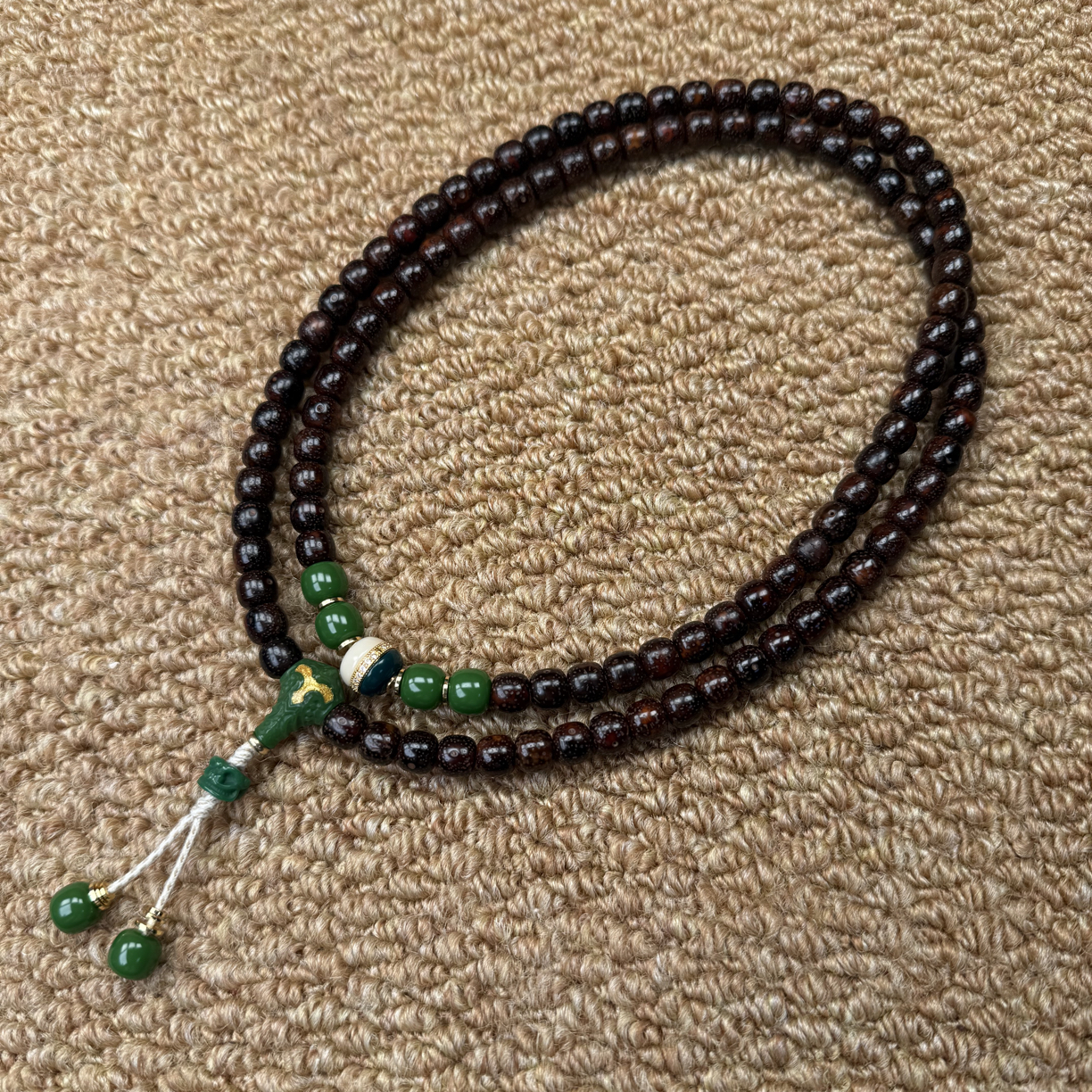 黑金老料星月菩提籽108精品脖挂念珠