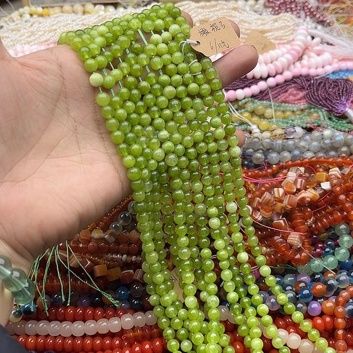 玛瑙/玉髓珠宝半成品未镶嵌一条6mm橄榄石