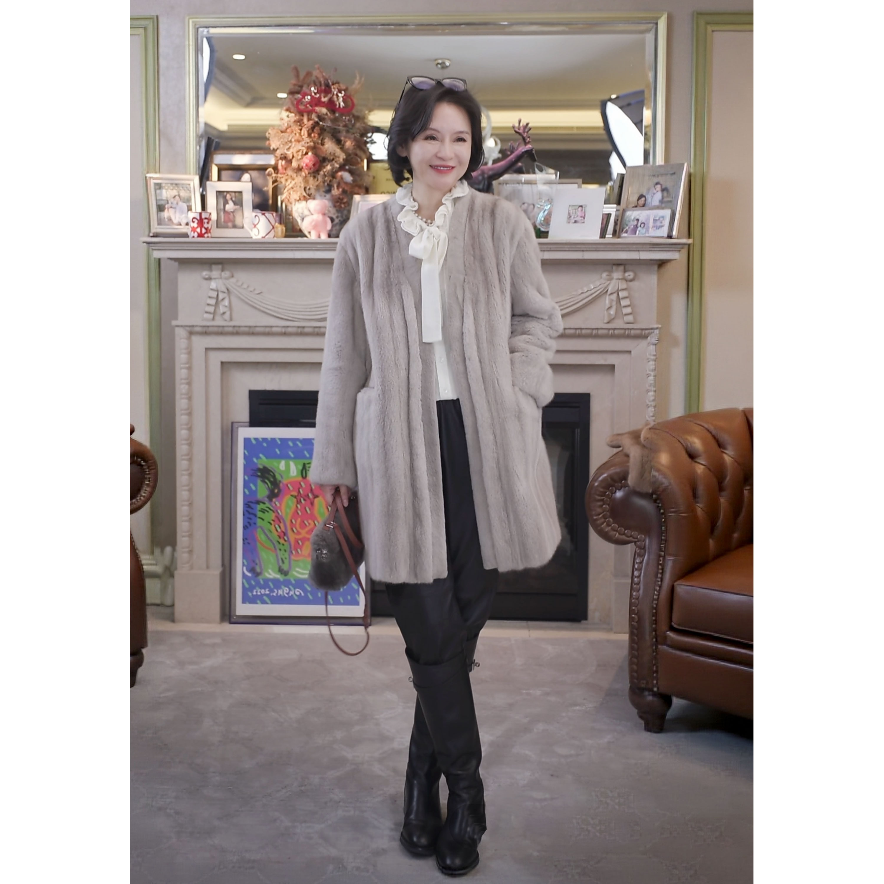 我是摩羯 长银兰 高奢官方联名哥本哈根天鹅绒短2母貂秋冬皮草