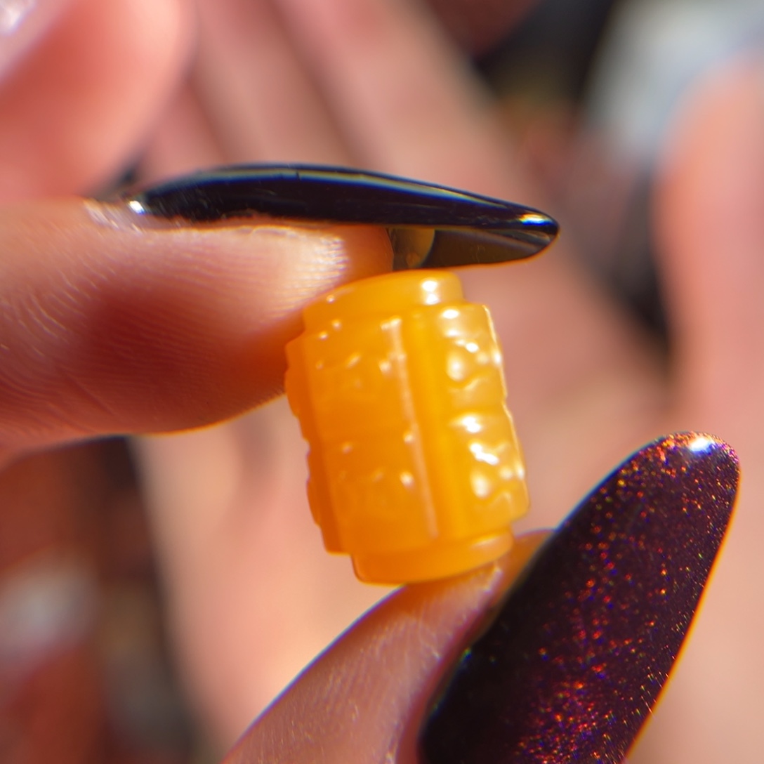 石英质玉（黄龙玉）缅黄 玉琮未镶嵌不退不换