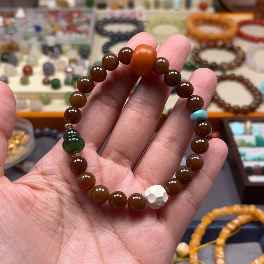 手链未镶嵌和田玉（糖玉）单圈手串