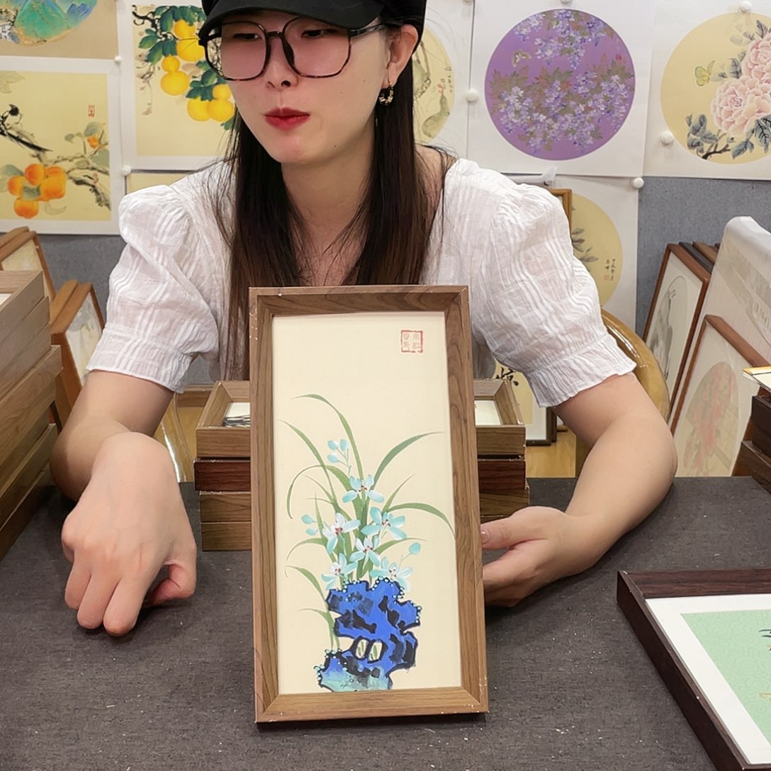 书法手绘带框尺寸：16*29
