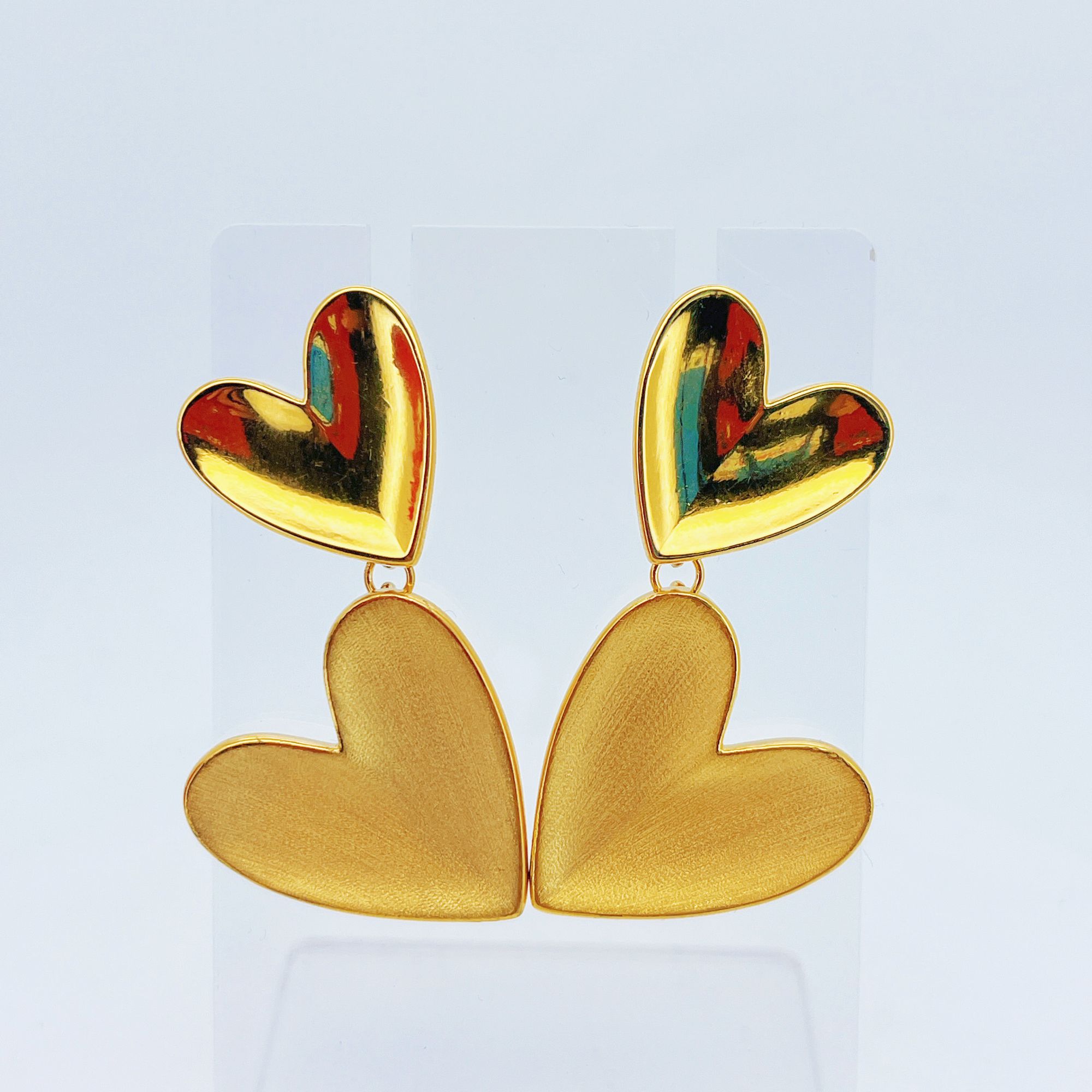 足金999黄金双爱心金耳坠8.09