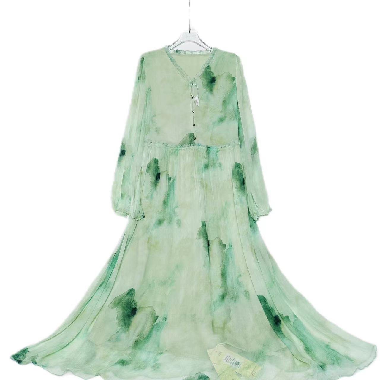 【2024-禾枫表弟】重磅100桑蚕丝连衣裙HF23D615-12