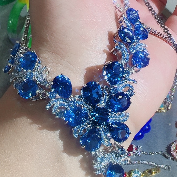 钨金红色蓝色满钻镶嵌