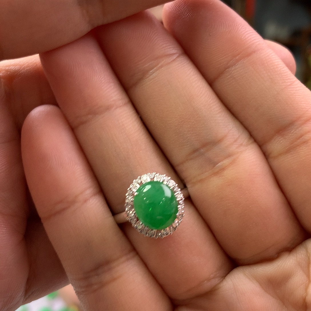 幸***️翡翠18K金镶嵌颈饰翡翠戒指