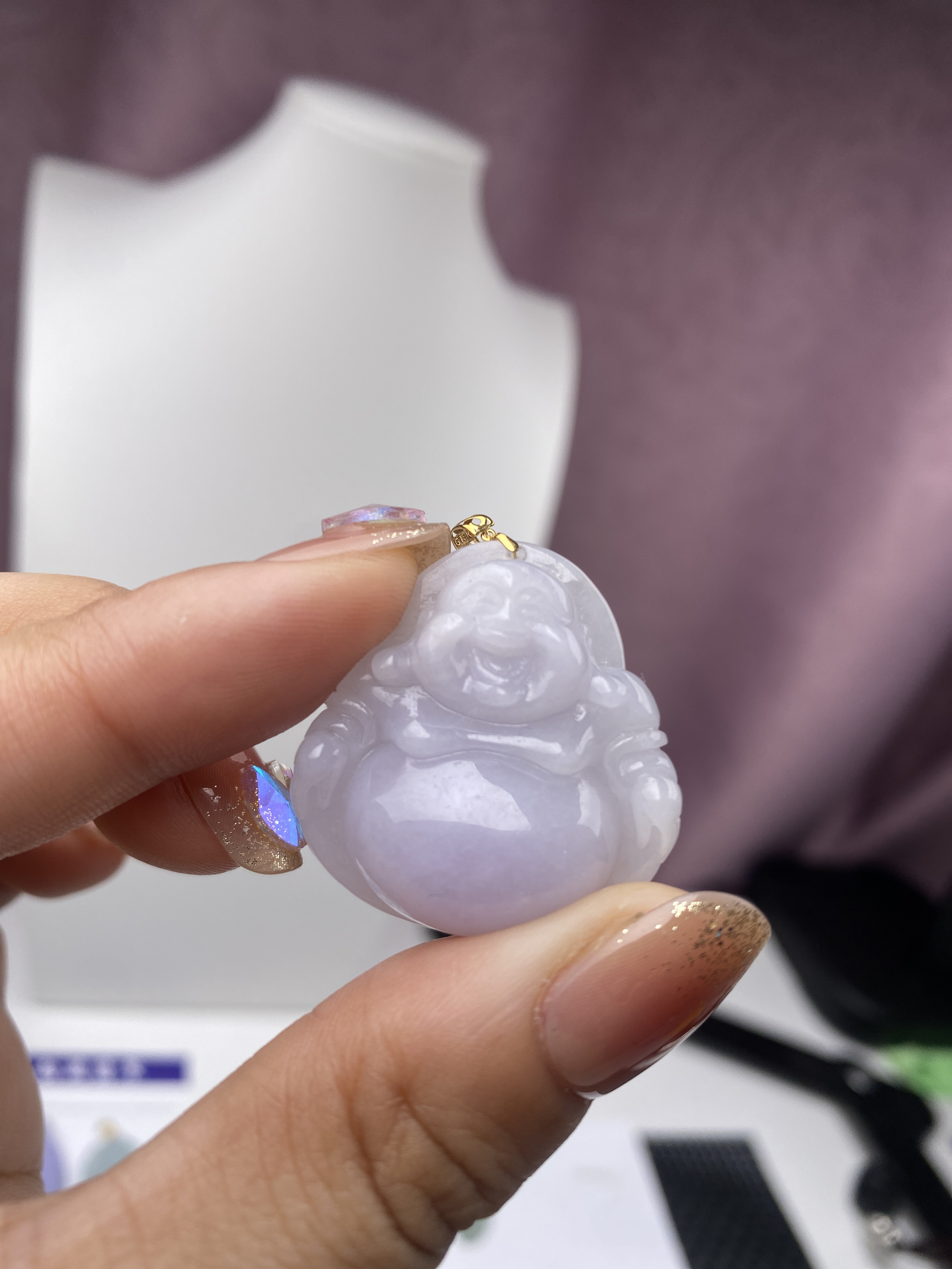 淡紫底18k镶嵌小众佛公