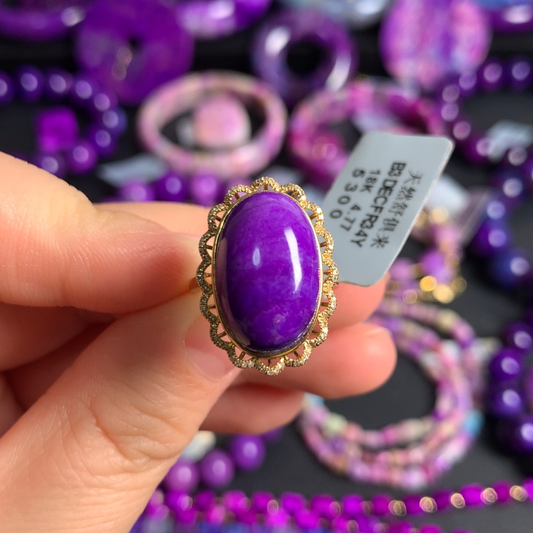 【闪购商品】苏纪石（舒俱来）紫樱花蛋面戒指18K金镶嵌