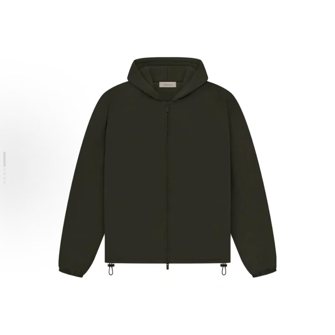 【送短袖】Essentials纯色logo拉链连帽休闲情侣重磅棉服男女同款