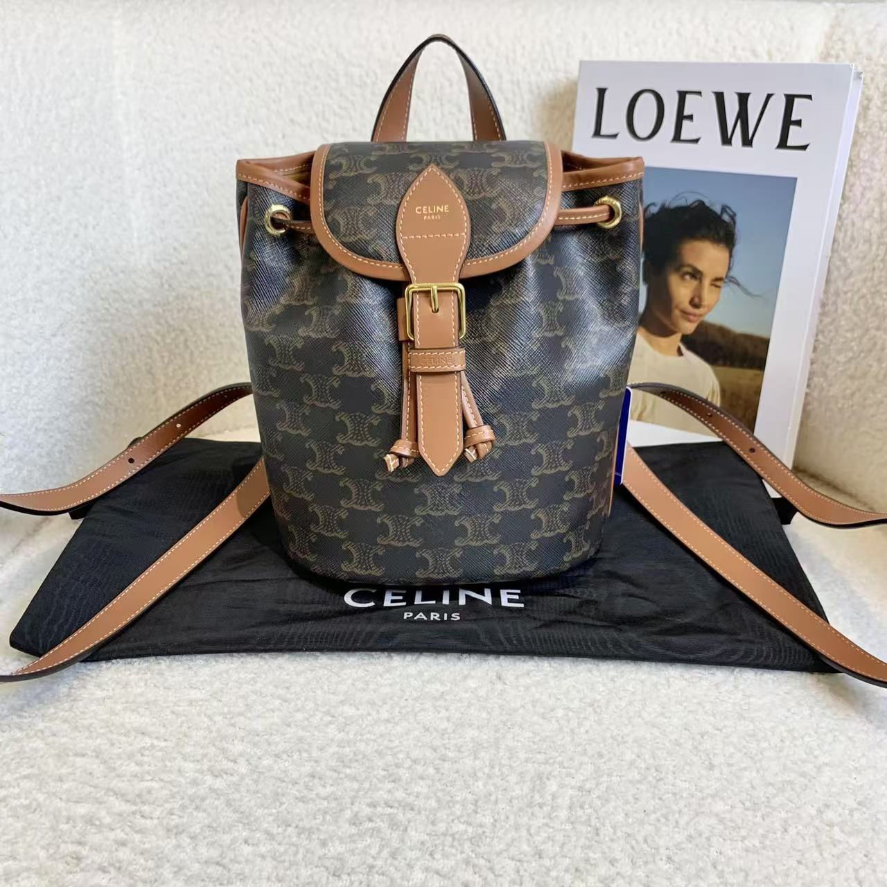 99新 Celine/思琳 壹臻/老花凯旋门mini双肩包/93191802