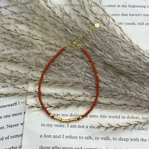 南红竹节手链2mm加尾链发货-0522