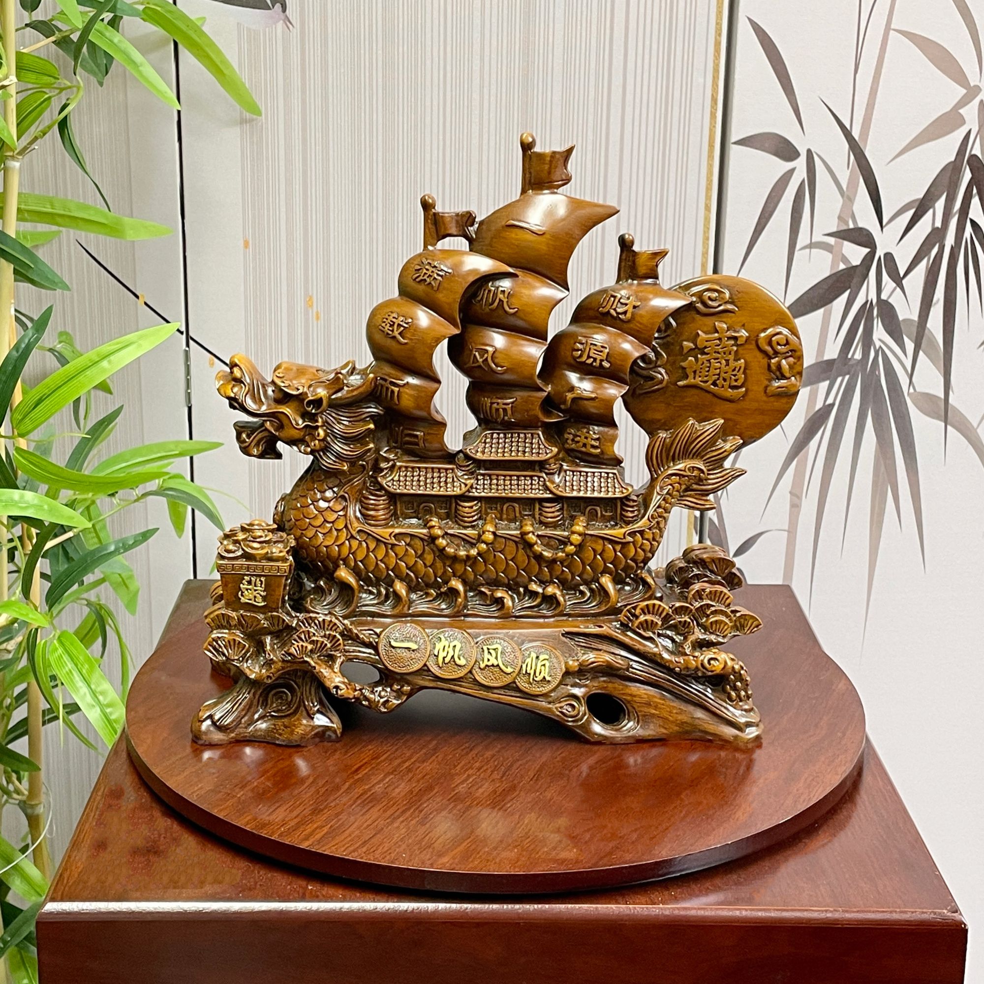 福利新款一帆风顺龙船摆件新中式家居摆设玄关前台