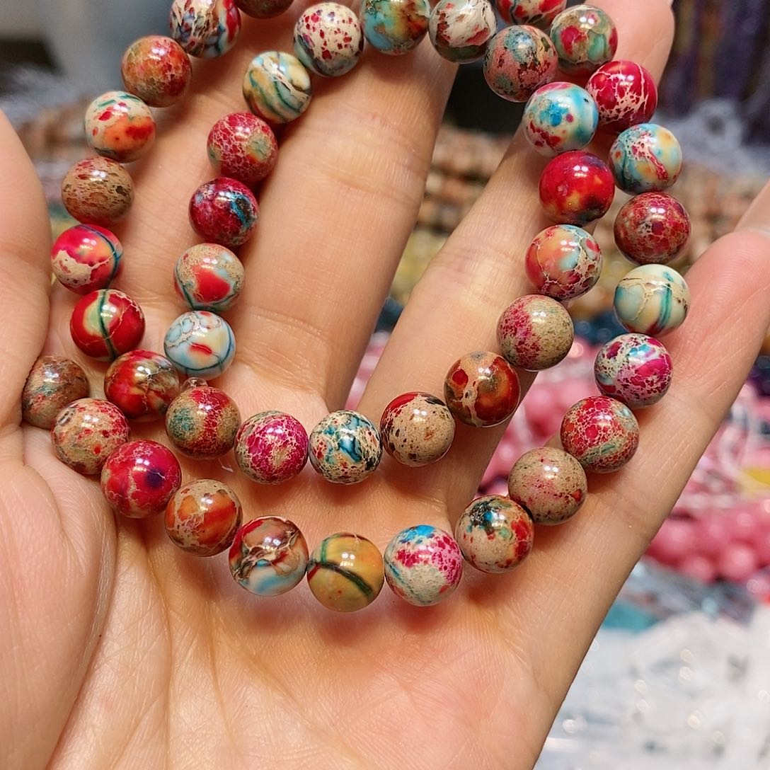 散珠玛瑙/玉髓8mm帝皇松一条