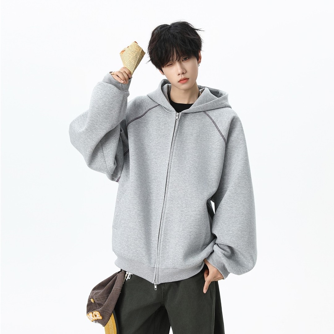 美式连帽卫衣男女秋冬宽松潮牌开衫外套休闲高街百搭情侣