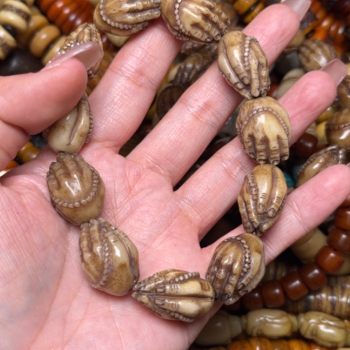 【闪购商品】牛骨手串/手链牛骨原色佛手23×15×11颗