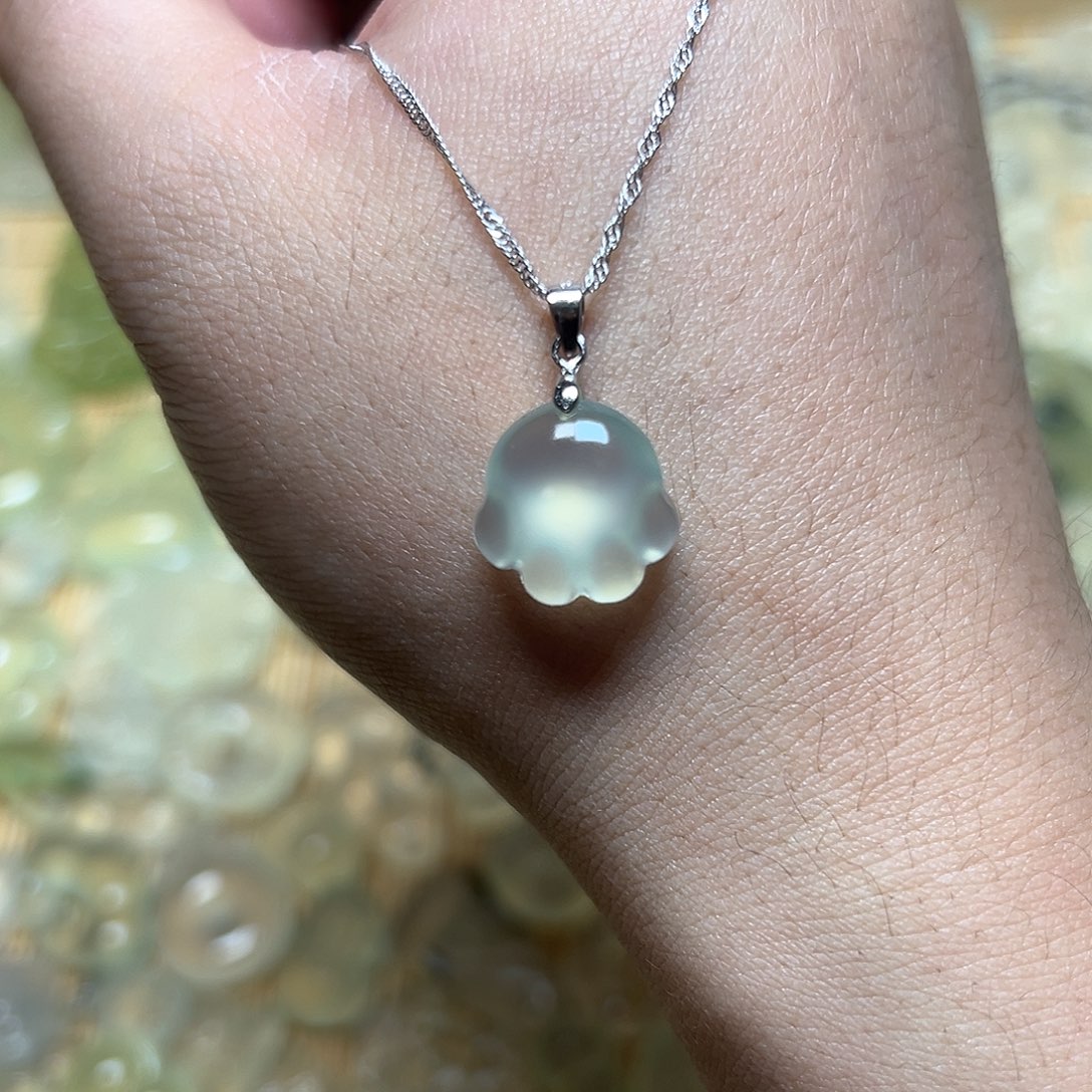 岫玉颈饰吊坠银S925镶嵌