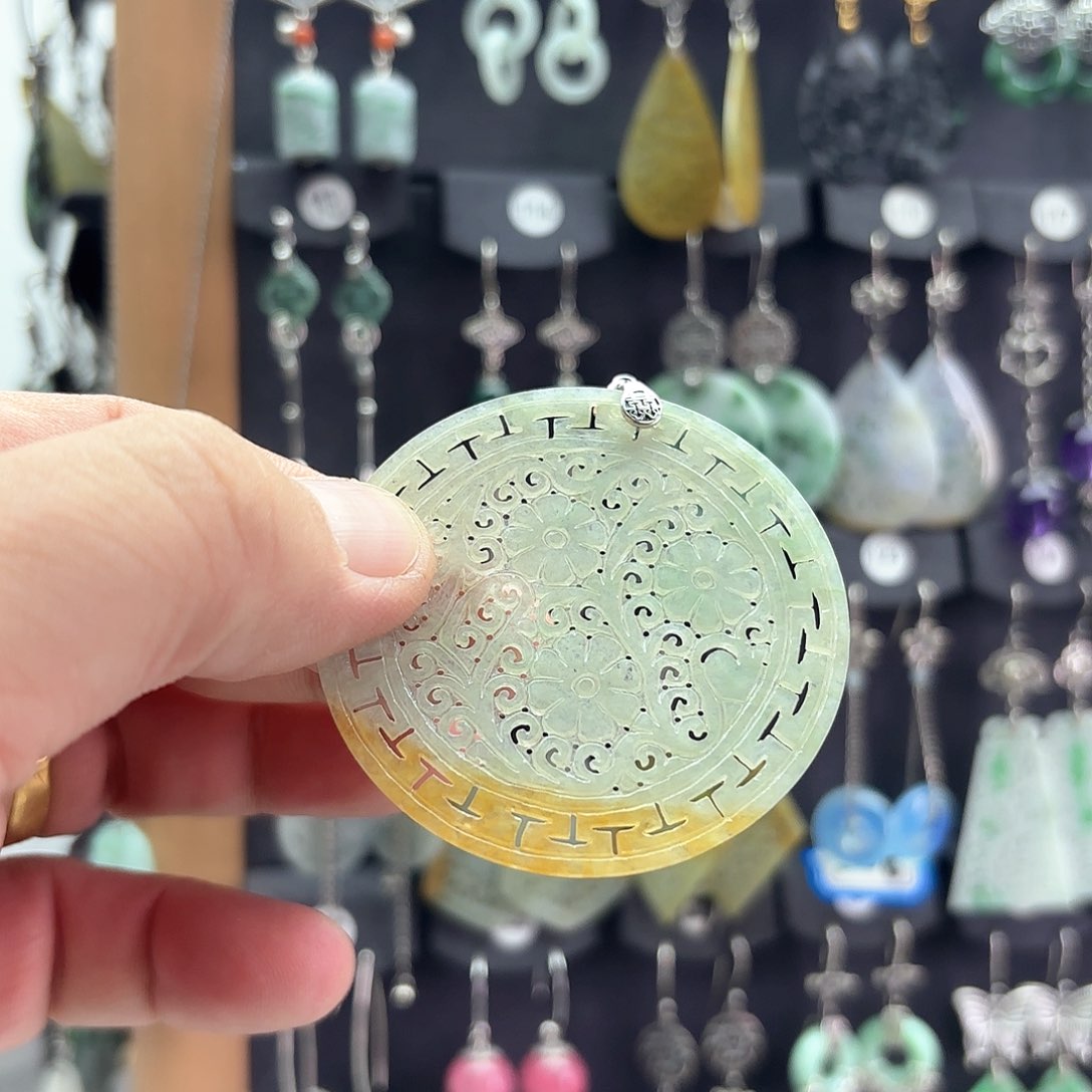翡翠耳饰银S925镶嵌半***子