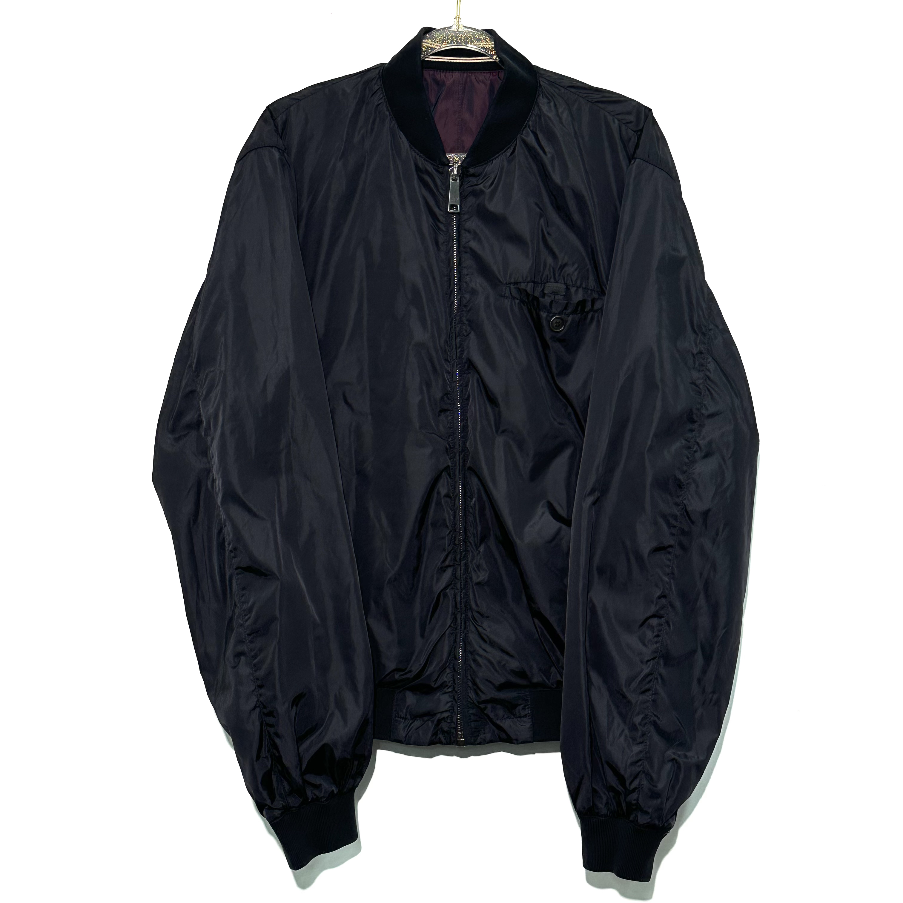 99新 Prada/普拉达 48码 黑色棒球服外套 0616