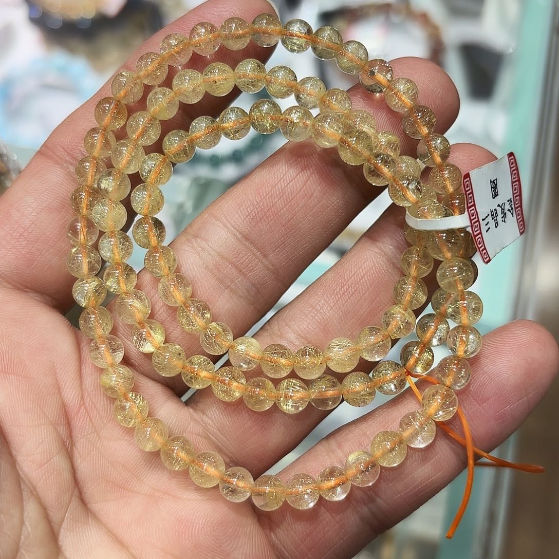 水晶未镶嵌手串金发晶3圈