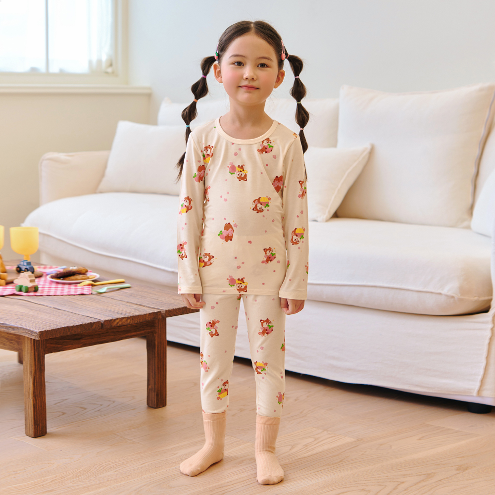 儿童秋衣裤休闲风居家吸汗秋裤家居服卡通风睡衣印花宝宝长袖秋冬