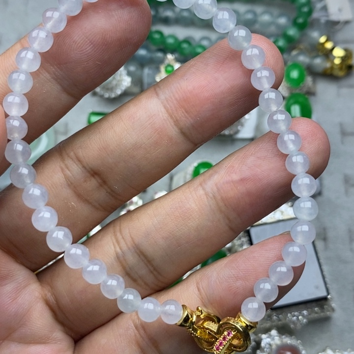 未镶嵌定制翡翠白冰5.2mm