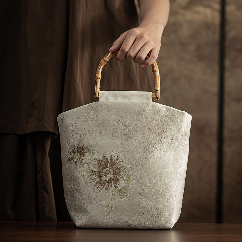 【小雏菊】便携复古包包布艺刺绣包国风竹节把手中式包包百搭古风