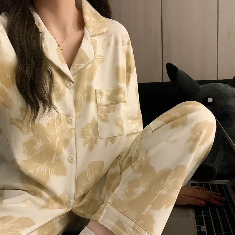长袖长裤耐磨秋季睡衣家居服套装家居服宽松睡衣女