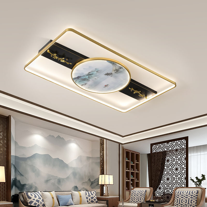 新中式吸顶灯客厅灯简约现代卧室灯禅意办公室吸顶灯