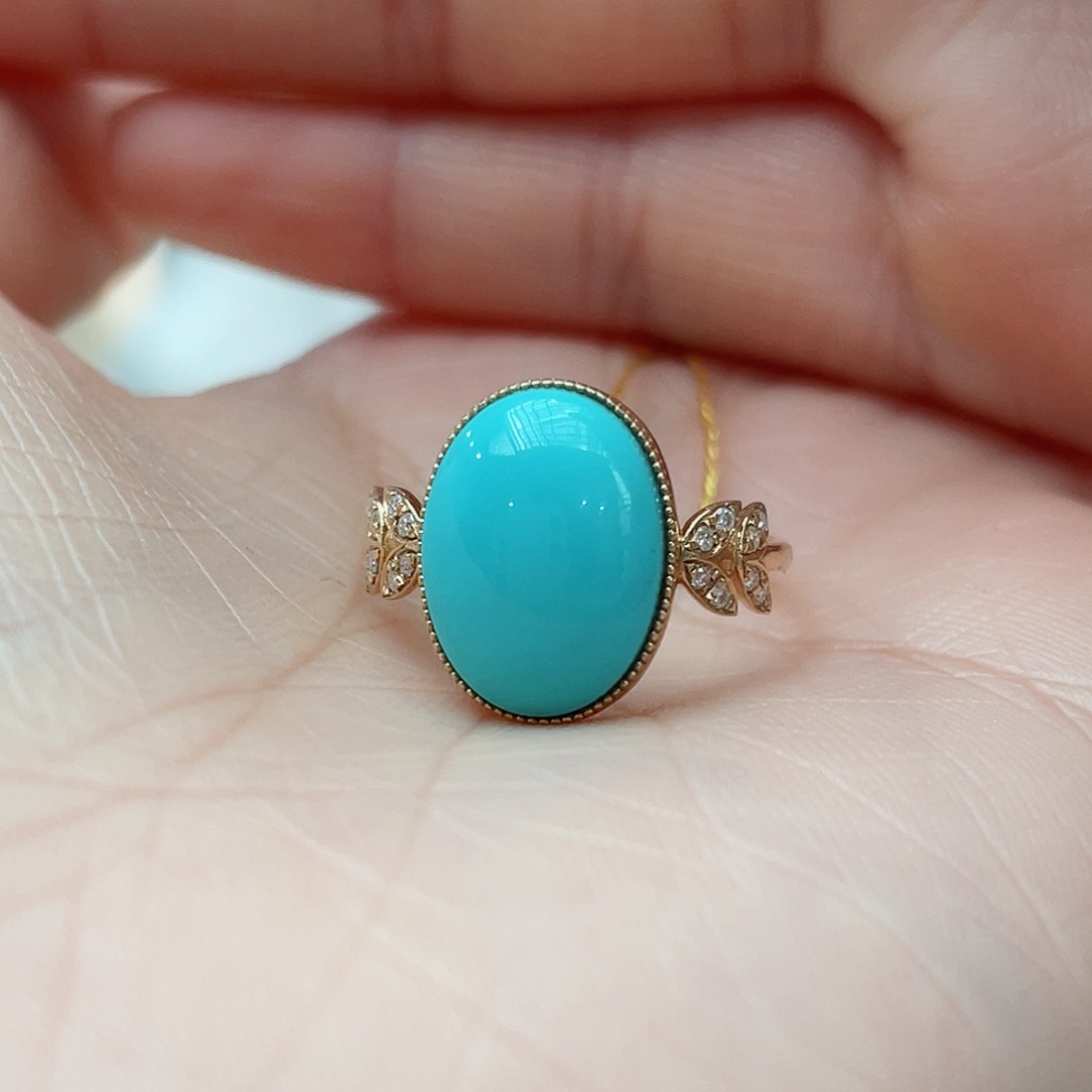 绿松石戒指18K金镶嵌