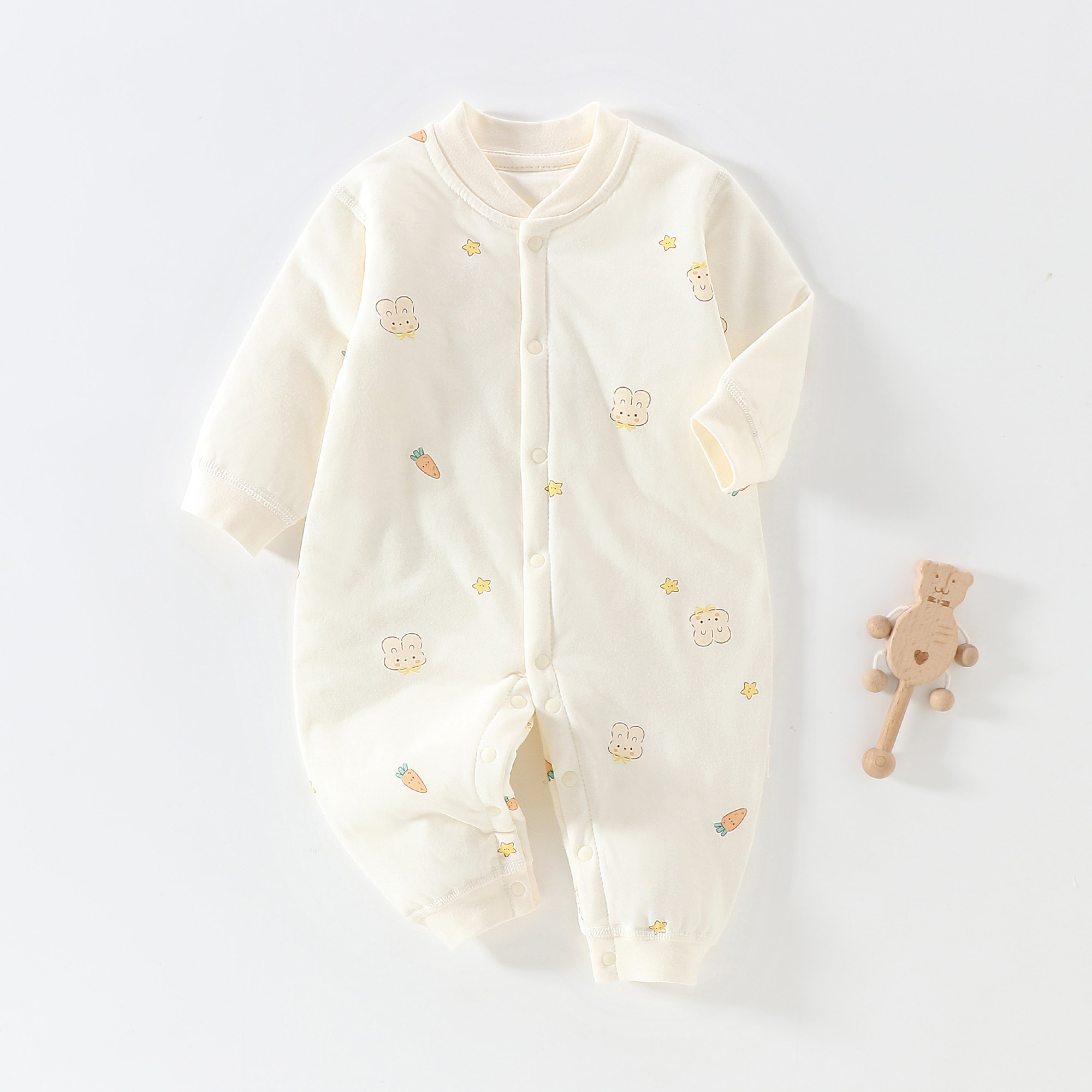 秋冬婴儿40克夹棉连体衣新生儿宝宝秋冬加厚保暖打底暖气房衣服