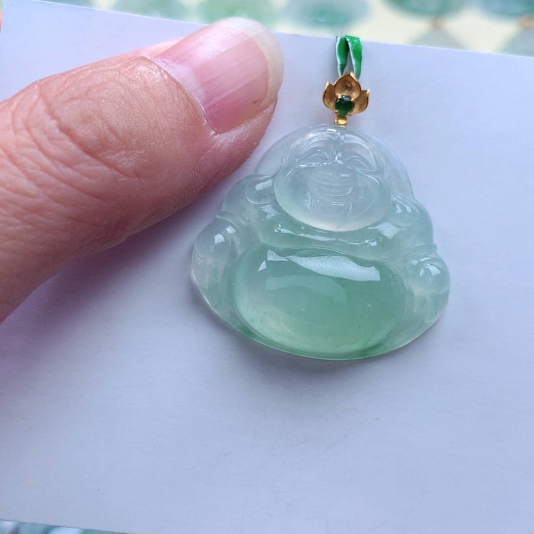 翡翠吊坠(不含链)18K金镶嵌