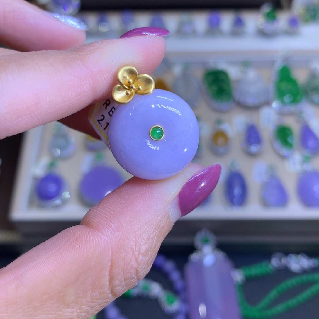 翡翠戒指18K金镶嵌翡翠