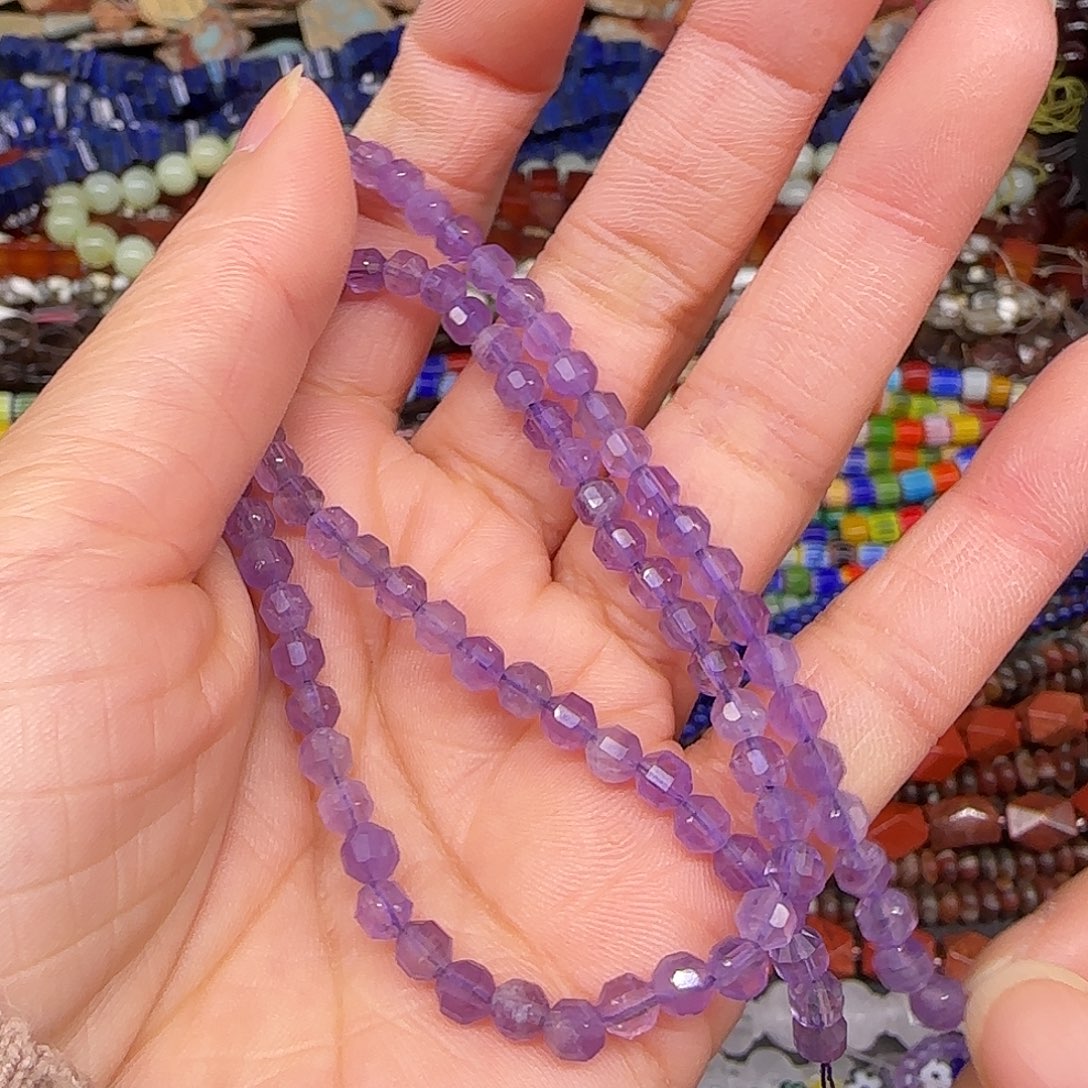 玛瑙/玉髓合金珠宝半成品紫水晶4mm一条
