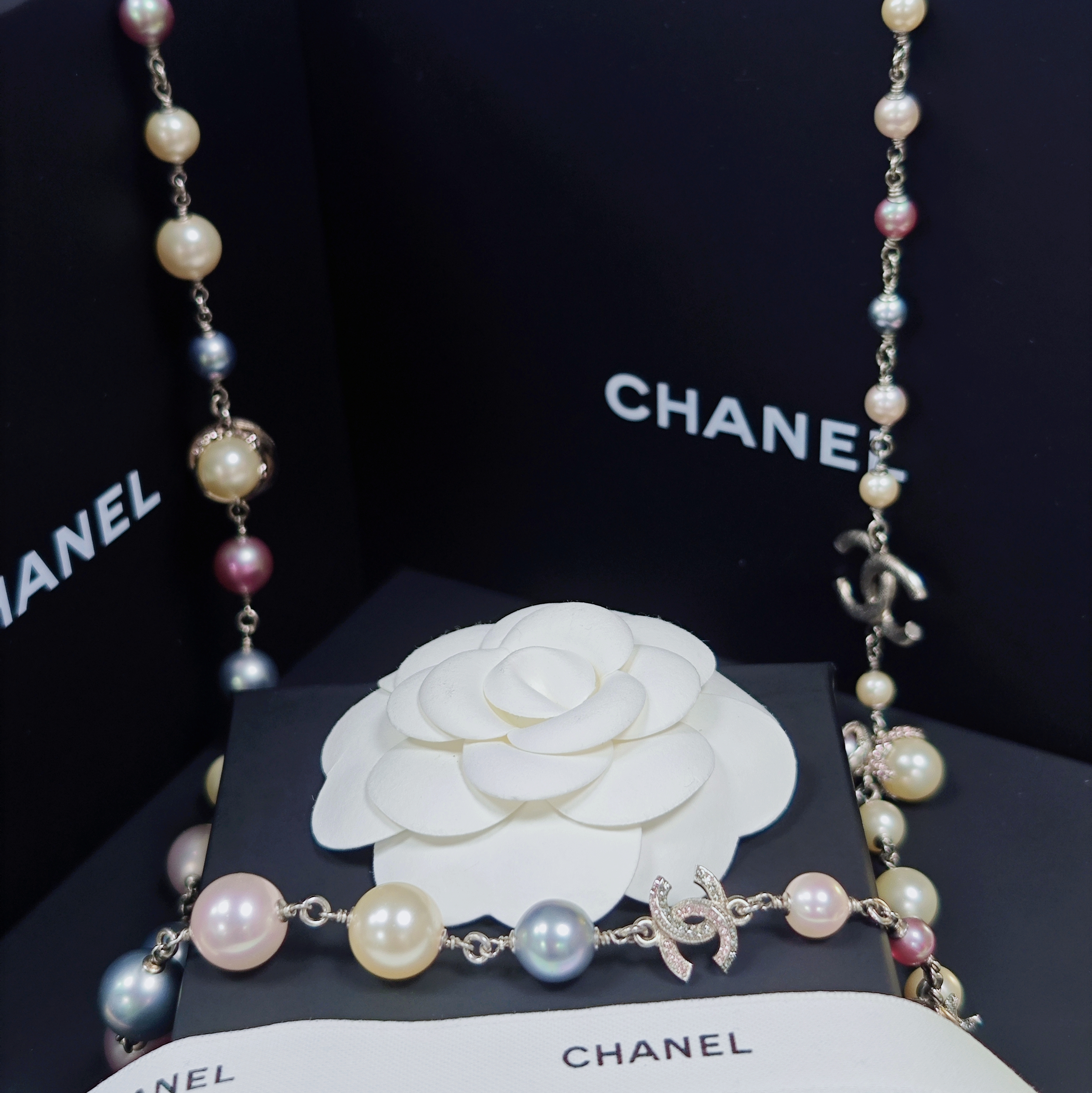 99新 Chanel/香奈儿 项链时尚珠珠长款混彩