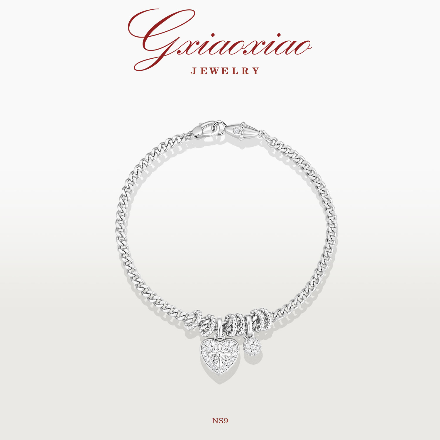 G XIAOXIAO 镀K金 法式气质复古高级百搭爱心十字架手链 NS9