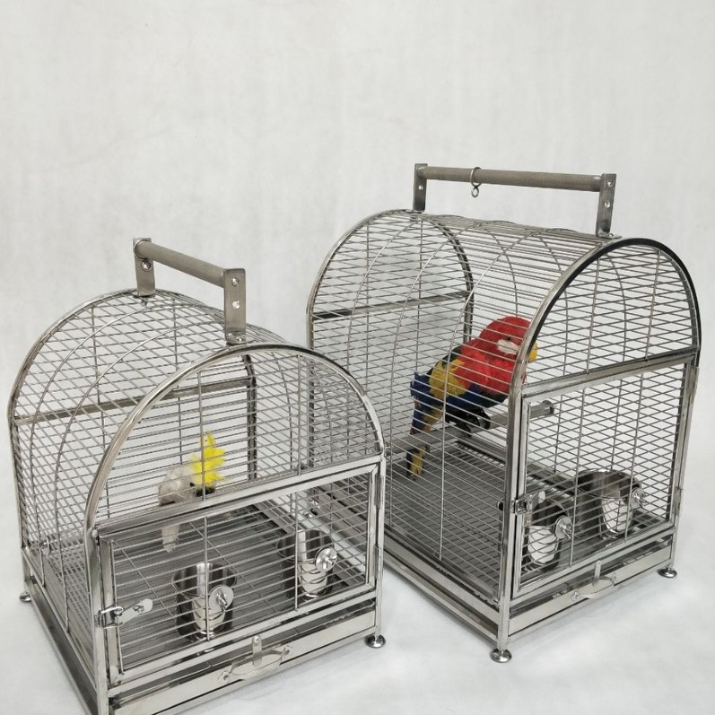 304不锈钢专用外出笼大型高端鸟笼便携手提家用遛鸟外带笼鹦鹉笼