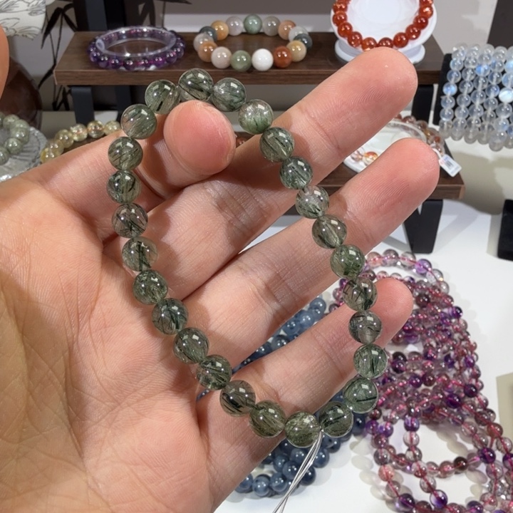 水晶手串未镶嵌绿发晶手串