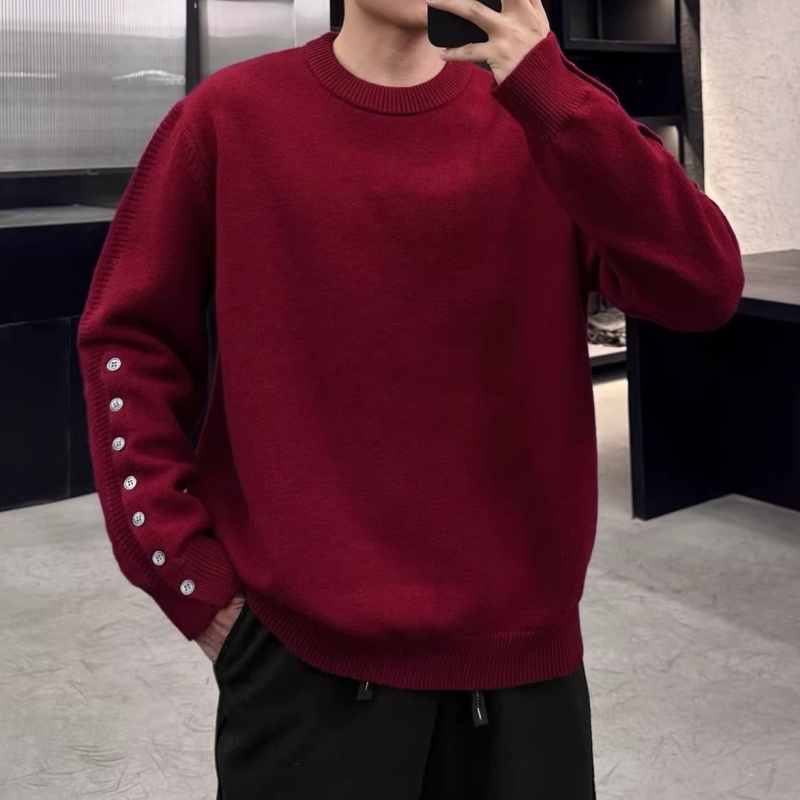 【麓森】25冬季小众纯色高级感加厚保暖针织衫毛衣纯色上衣情侣款男