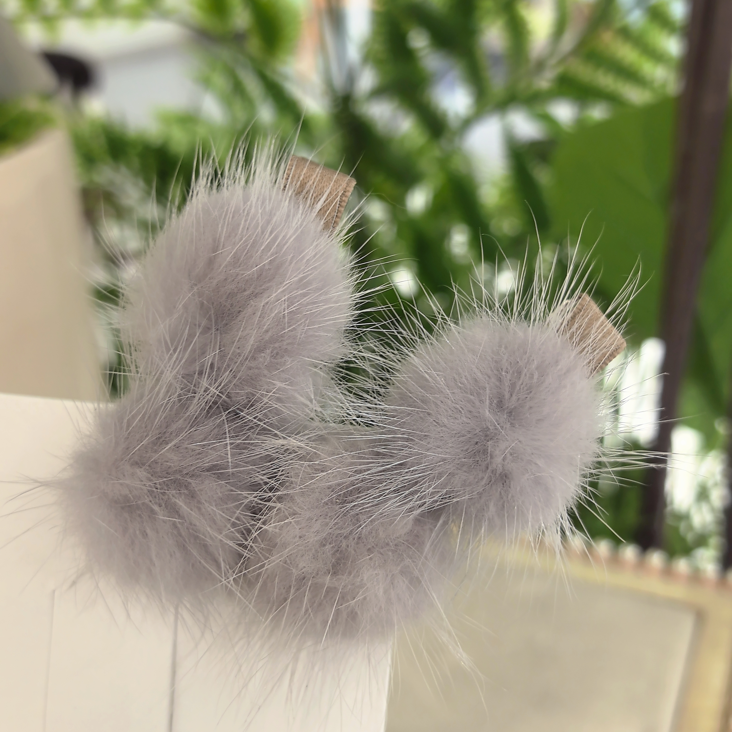 新款精致灰色水貂毛时尚百搭六公分压夹WM-570（对）