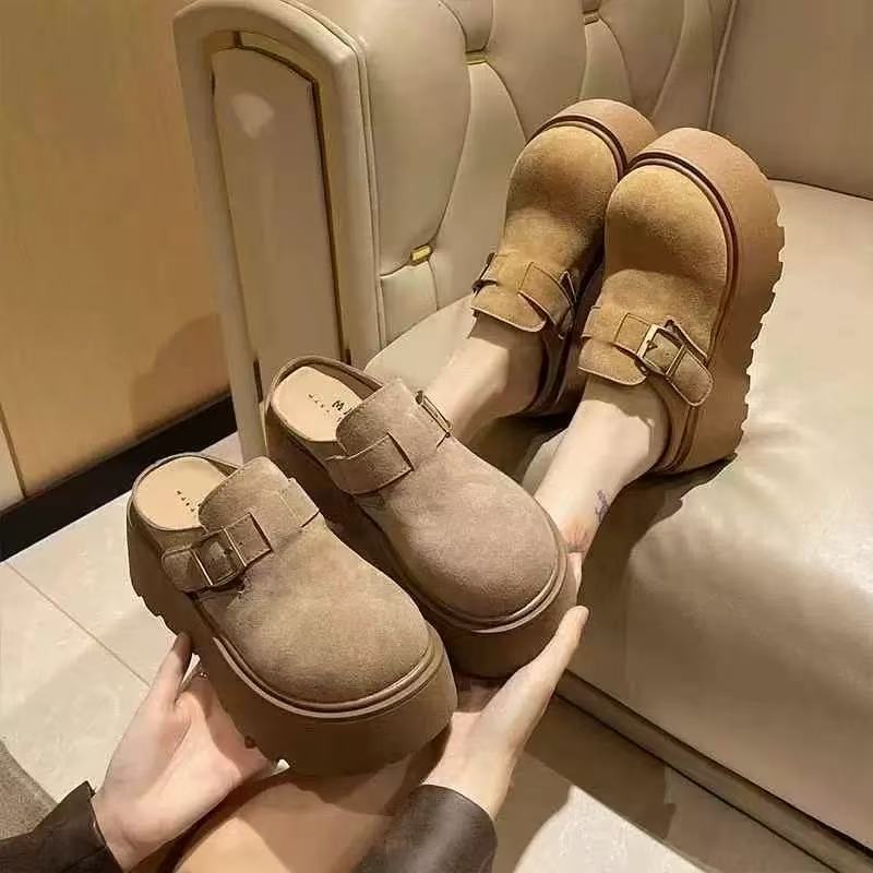秋休闲款法式拖鞋女新款配裙子包头拖鞋7670-22