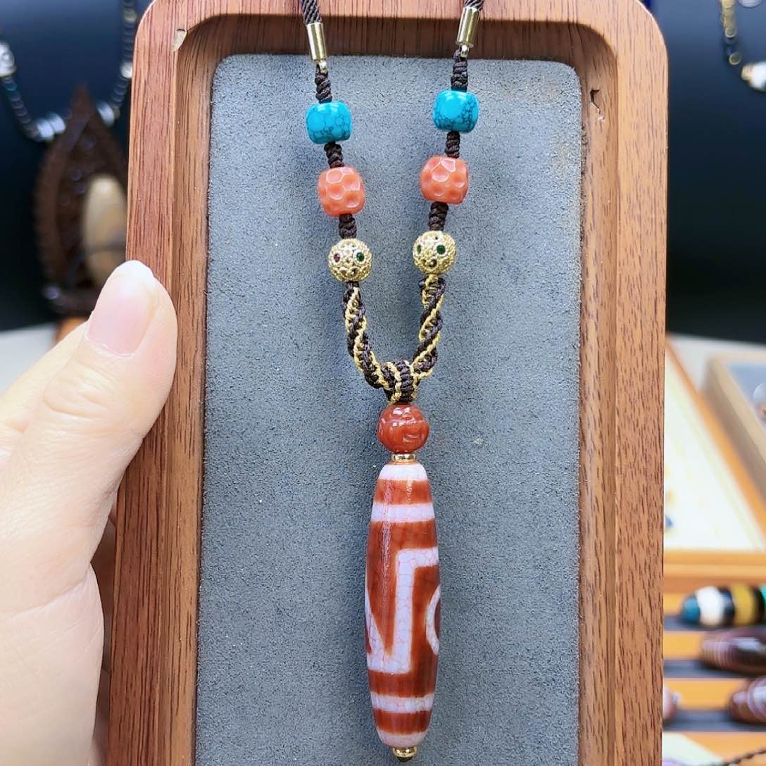 玛瑙/玉髓颈饰合金丁*