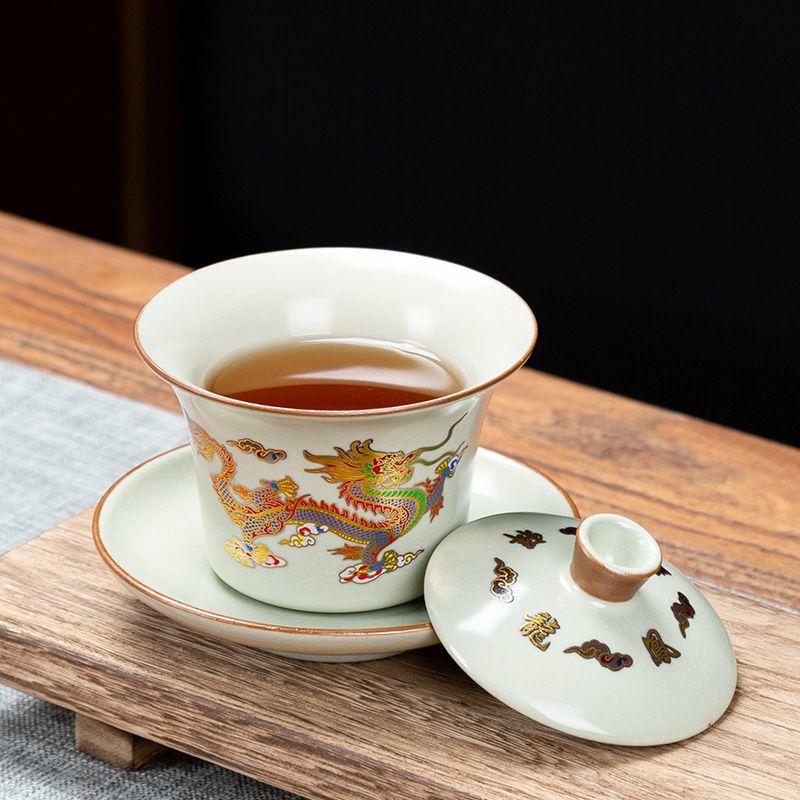 哥窑悬停盖碗三才泡茶盖碗高档变色功夫茶杯家用单个茶具喝茶茶碗